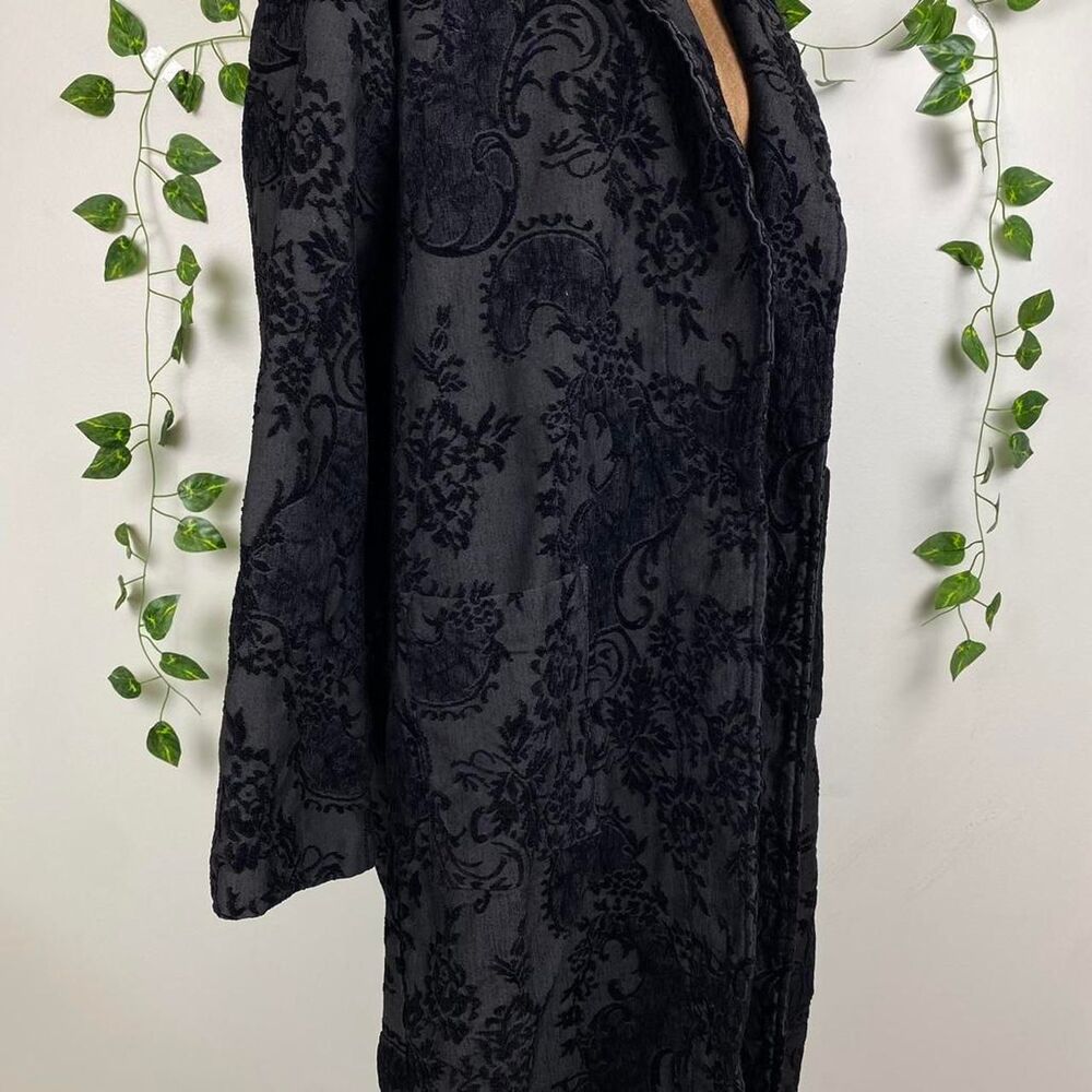 Black velvet trenchcoat damask burnout floral paisley print heavy vamp romantic